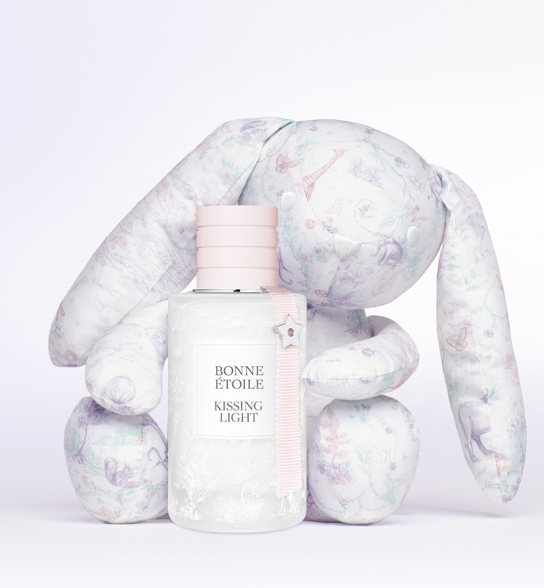 Kissing Light Bonne Étoile with a soft rabbit companion